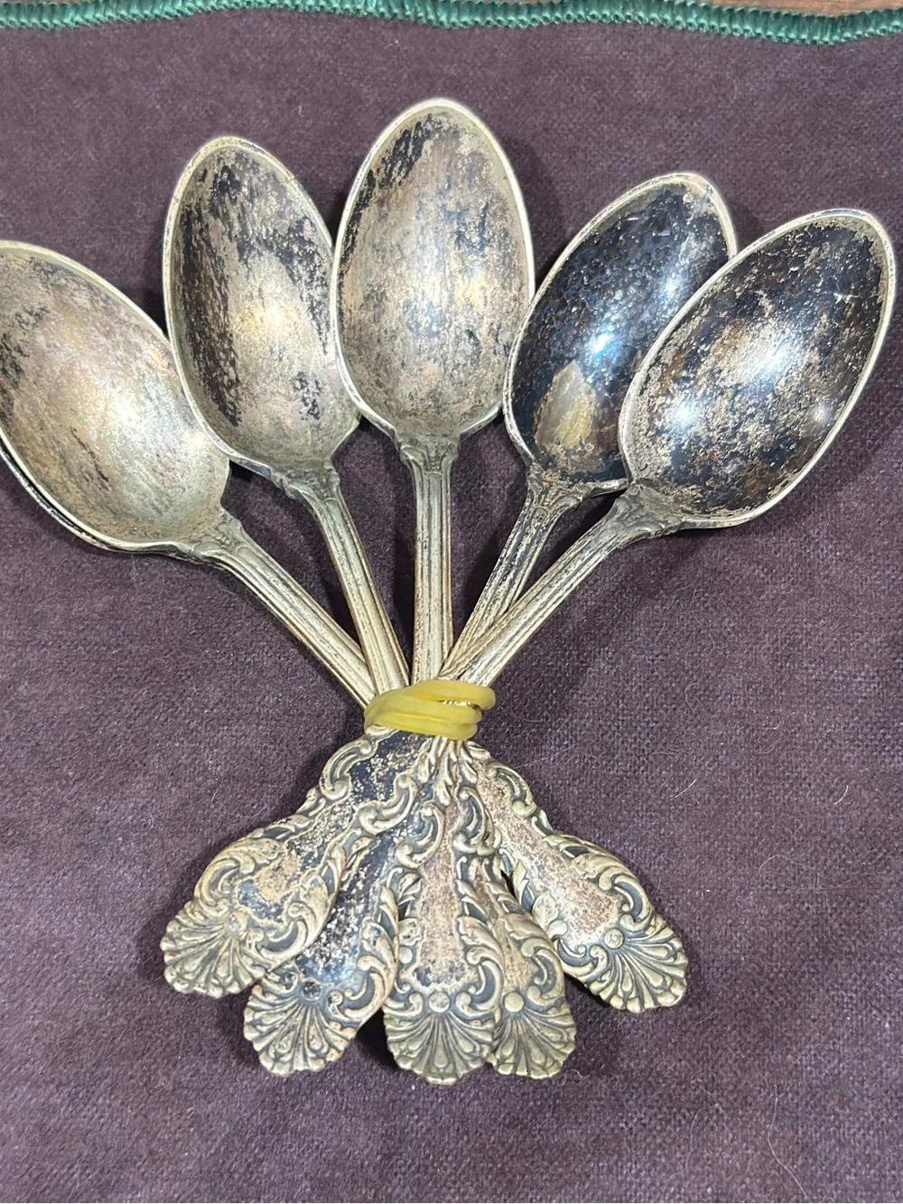 Rare HTF Highly Ornate Vintage-Style Silver tone Dessert Spoons - Set of 6